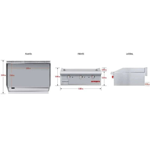 Coriat Plancha a Gas con 3 Quemadores CV-3 MASTER