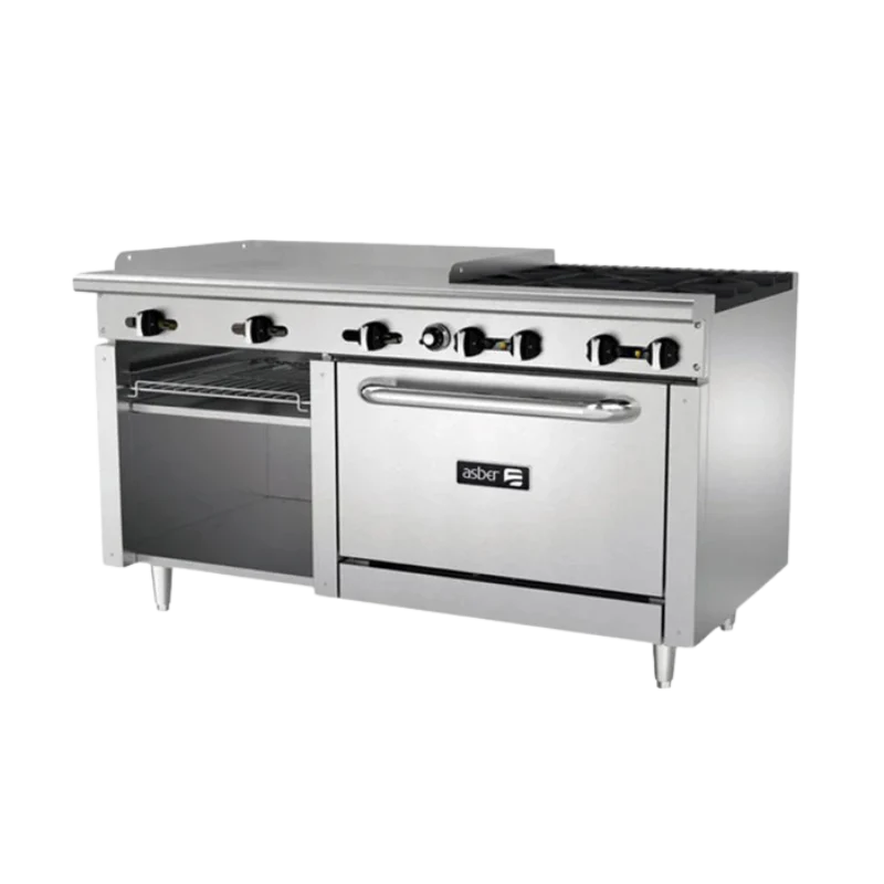 Asber 4 Fuegos abiertos + Plancha 36" + Gratinador + Horno 36" AEMR-G36-B4-60-H
