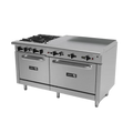 Asber 6 Fuegos abiertos + Plancha 36" + 2 Hornos 24" y 36" AEMR-2-G36-B4-60-H