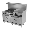 Asber 6 Fuegos abiertos + Plancha 24" elevada + Gratinador + 2 Hornos 24" y 36" AEMR-2-RG24-B6-60-H