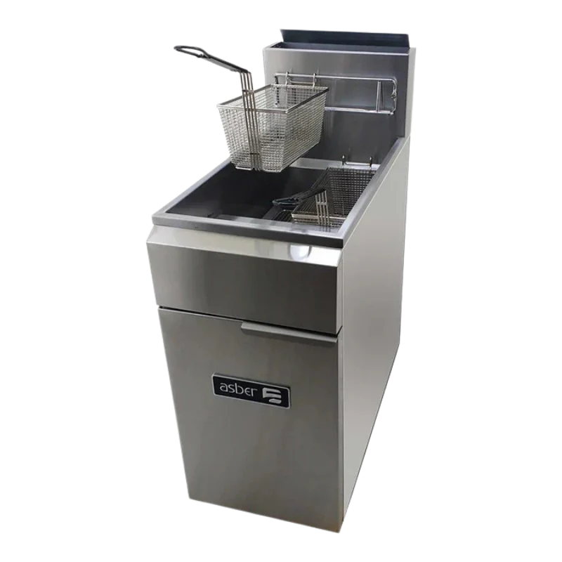 Asber Freidora a gas 1 tina - 3 quemadores - 50 lbs. de capacidad - full inox. AEF-50-S