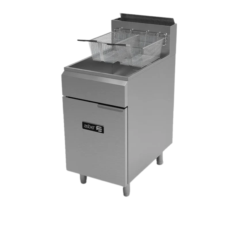 Asber Freidora a gas 1 tina - 4 quemadores - 75 lbs. de capacidad - full inox AEF-75-S
